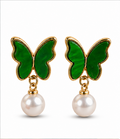 Silver Emerald Green Crystal Teardrop Drop Earrings
