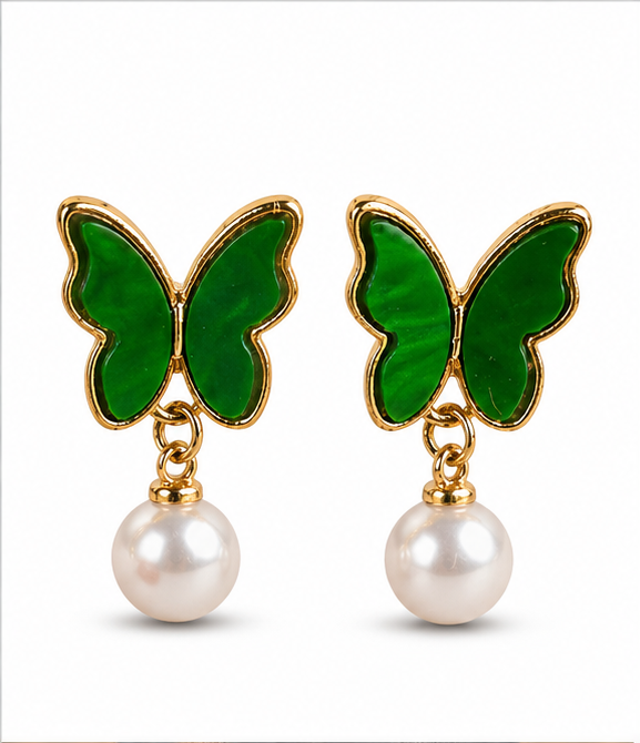 Silver Emerald Green Crystal Teardrop Drop Earrings