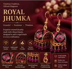 Black Pink Meenakari Dome Jhumka Earrings with Crystal Beads