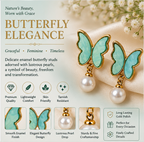 Red & Green Peacock Pearl Drop Earrings
