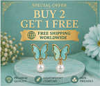Red & Green Peacock Pearl Drop Earrings