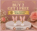 Pink Butterfly Pearl Drop Earrings for Women