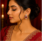 Rose Gold Green Crystal Paisley Statement Stud Earrings