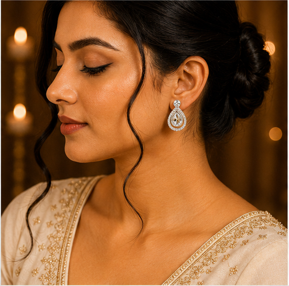 White Peacock Pearl Drop Earrings