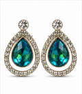 Blue Peacock Pearl Drop Earrings