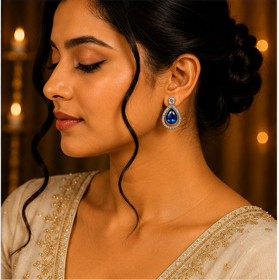 Green Peacock Pearl Drop Earrings