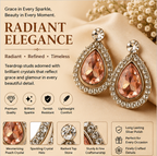 Rose Gold Peach Teardrop Crystal Stud Earrings