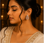 Rose Gold Peach Teardrop Crystal Stud Earrings