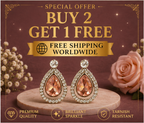 Rose Gold Peach Teardrop Crystal Stud Earrings