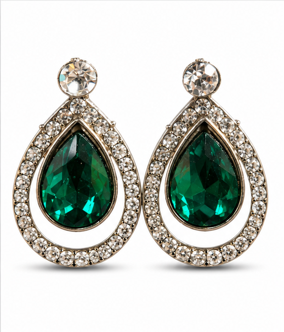 Rose Gold Crystal Diamond Drop Earrings