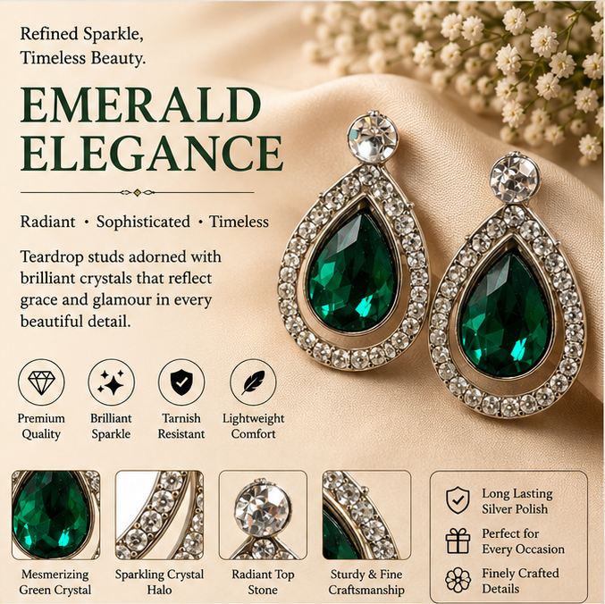 Rose Gold Crystal Diamond Drop Earrings