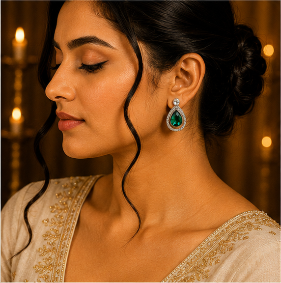 Rose Gold Crystal Diamond Drop Earrings
