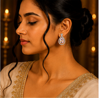 Silver Pink Crystal Teardrop Drop Earrings