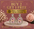 Silver Pink Crystal Teardrop Drop Earrings
