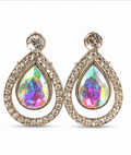 Silver Aurora Crystal Teardrop Drop Earrings