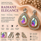 Silver Aurora Crystal Teardrop Drop Earrings