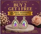 Silver Aurora Crystal Teardrop Drop Earrings