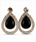 Silver Black Crystal Teardrop Drop Earrings