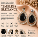 Silver Black Crystal Teardrop Drop Earrings