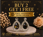 Silver Black Teardrop Crystal Stud Earrings