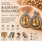 Silver Champagne Crystal Teardrop Drop Earrings