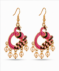 Pink Peacock Pearl Drop Earrings