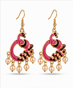 Pink Peacock Pearl Drop Earrings