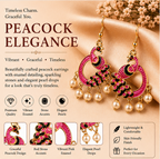 Pink Peacock Pearl Drop Earrings