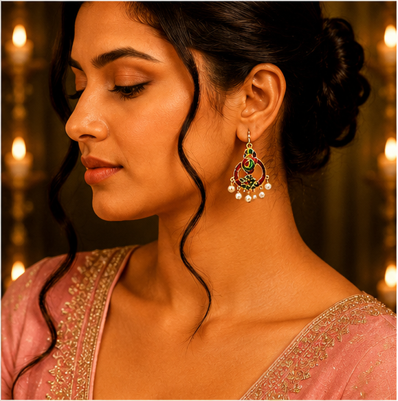 Oxidised Silver Turquoise Stone Jhumka Earrings