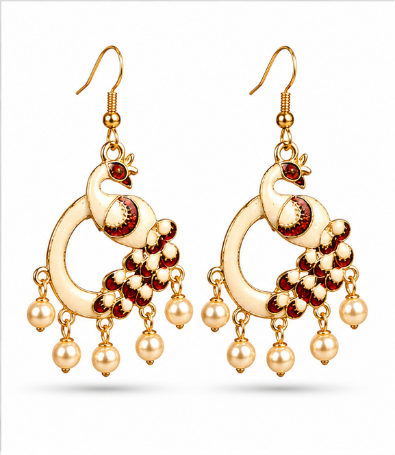 Oxidised Silver Ruby Stone Jhumka Earrings
