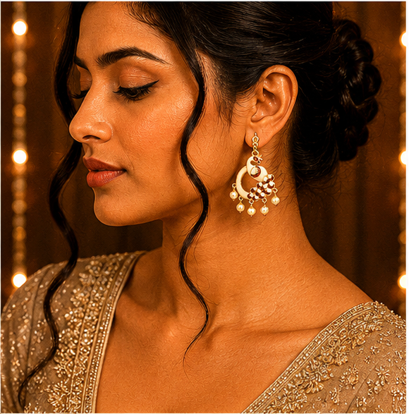 Oxidised Silver Ruby Stone Jhumka Earrings