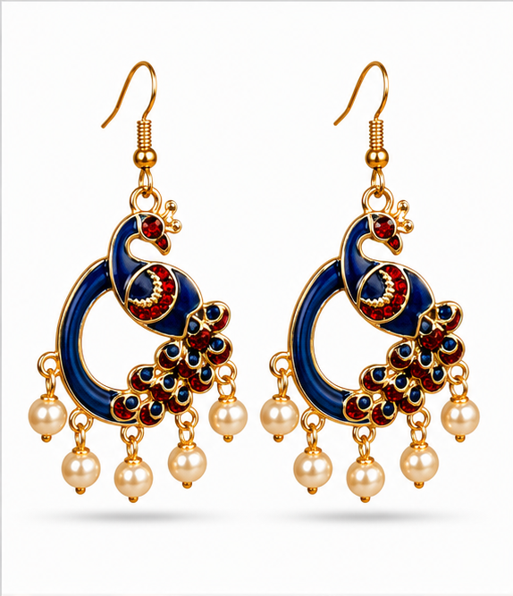 Rose Gold Multicolor Crystal Paisley Statement Stud Earrings