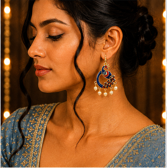 Rose Gold Multicolor Crystal Paisley Statement Stud Earrings