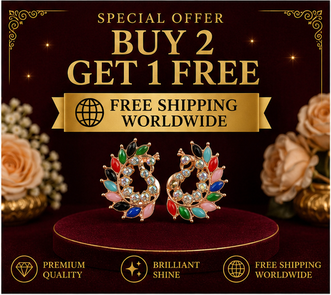 Rose Gold Multicolor Crystal Paisley Statement Stud Earrings