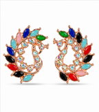 Rose Gold Multicolor Crystal Paisley Statement Stud Earrings