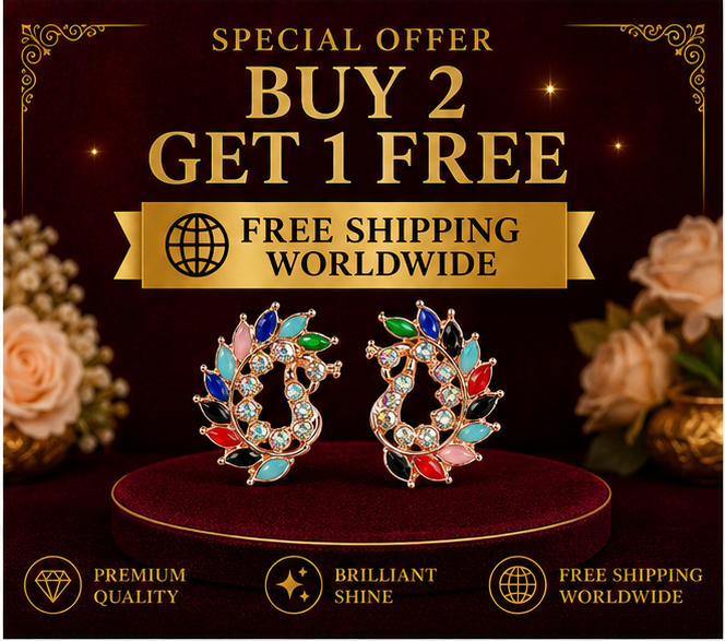 Rose Gold Multicolor Crystal Paisley Statement Stud Earrings
