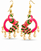 Pink Peacock Pearl Pearl Drop Earrings