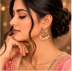 Pink Peacock Pearl Pearl Drop Earrings