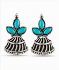Oxidised Silver Mustard Yellow Stone Statement Earrings