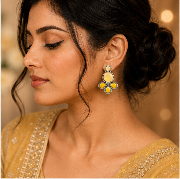 Pink Enamel Jhumka Drop Earrings