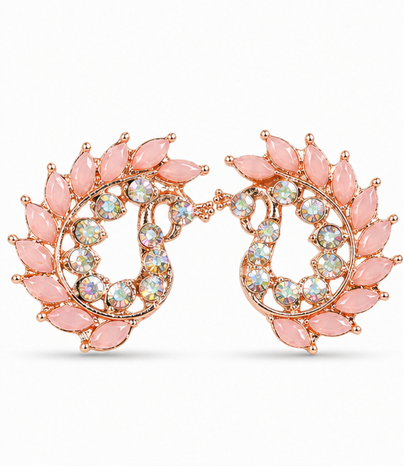 Pink Peacock Pearl Drop Earrings