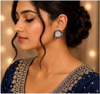 Rose Gold Black Crystal Paisley Statement Stud Earrings