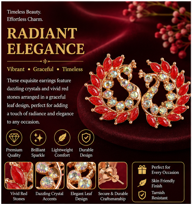 Multicolor Crystal Floral Statement Stud Earrings