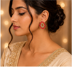 Multicolor Crystal Floral Statement Stud Earrings