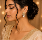Rose Gold Ruby Crystal Paisley Statement Stud Earrings