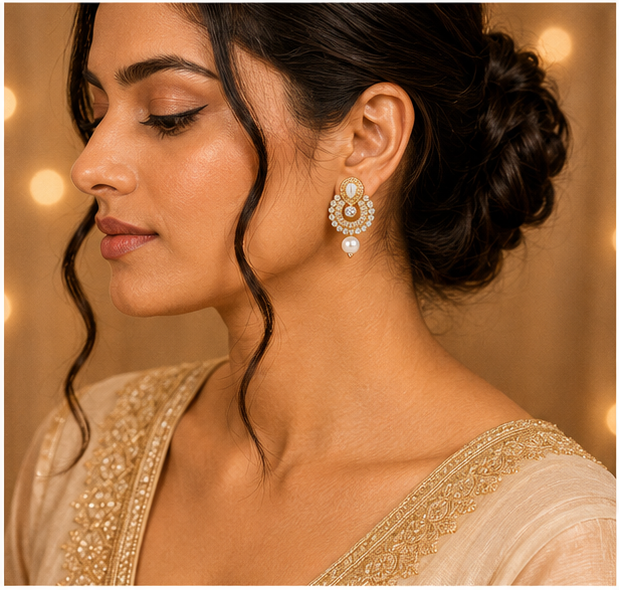 Rose Gold Ruby Crystal Paisley Statement Stud Earrings