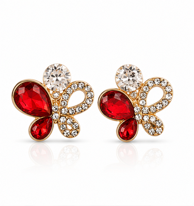 Gold Pearl Crystal Chandbali Drop Earrings