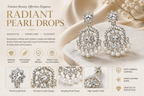 Silver Rhodium White AD Chandbali Earrings with Pearls
