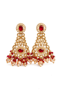 Grand Kundan Chandbali Earrings with Ruby Red Stones