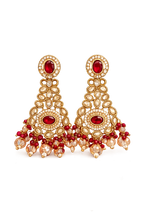 Grand Kundan Chandbali Earrings with Ruby Red Stones